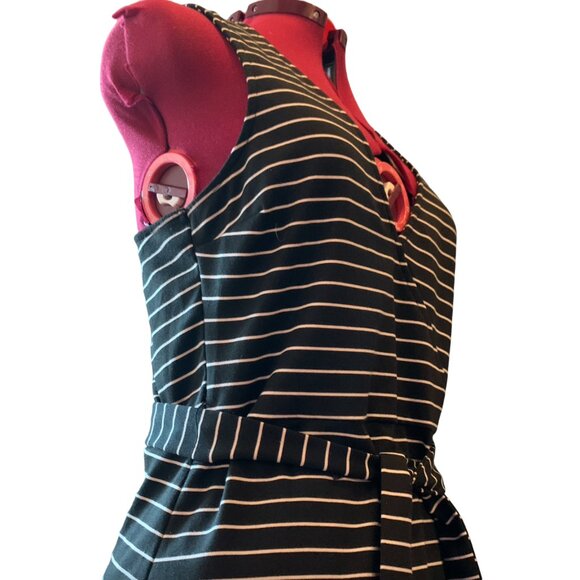 JACK by BB Dakota Short faux-wrap sleeveless racer back dress b&w stripes Large - Picture 9 of 15